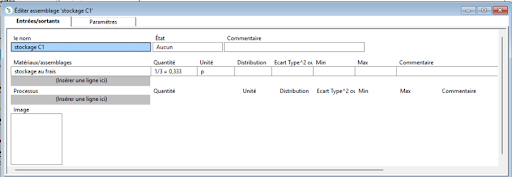 Capture du stockage pour un seul menu du traiteur des menus 3, 4 et 5 (avec un coefficient d&rsquo;1/3)